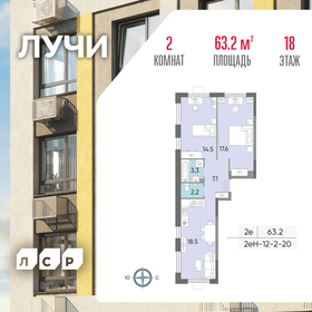 Квартира 63,2 м², 2-комнатная - изображение 1