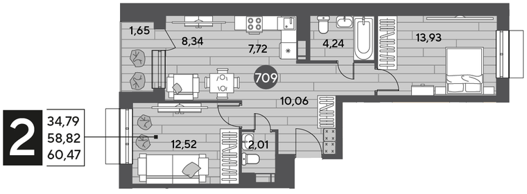 58,4 м², 2-комнатная квартира 9 200 000 ₽ - изображение 93