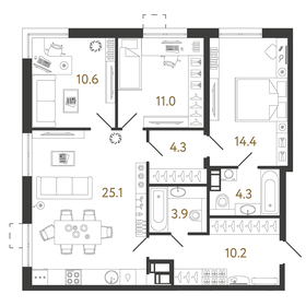 Квартира 83,8 м², 3-комнатная - изображение 1