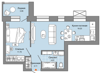 Квартира 41 м², 2-комнатная - изображение 1