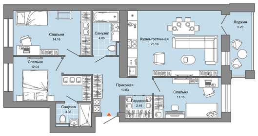 Квартира 86 м², 4-комнатная - изображение 1