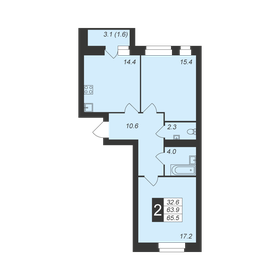 Квартира 65,5 м², 2-комнатная - изображение 1