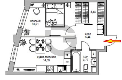 Квартира 42 м², 1-комнатная - изображение 1