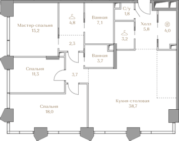 111 м², 3-комнатная квартира 188 810 944 ₽ - изображение 123