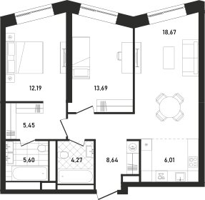 74,7 м², 3-комнатная квартира 43 861 536 ₽ - изображение 1