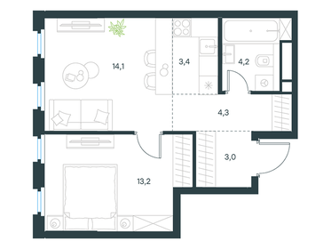 46,5 м², 2-комнатная квартира 19 315 604 ₽ - изображение 14