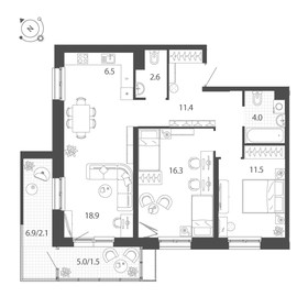 107,2 м², 3-комнатная квартира 13 300 000 ₽ - изображение 68