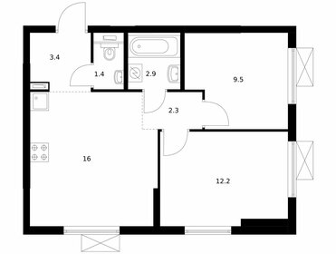 Квартира 47,7 м², 2-комнатная - изображение 1