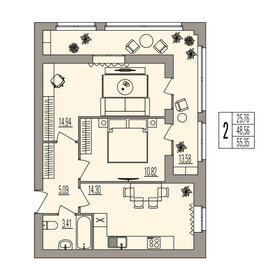 55 м², 2-комнатная квартира 7 300 000 ₽ - изображение 41