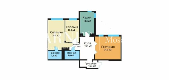 Квартира 153,7 м², 3-комнатная - изображение 5