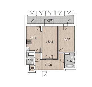 Квартира 64,2 м², 2-комнатная - изображение 1