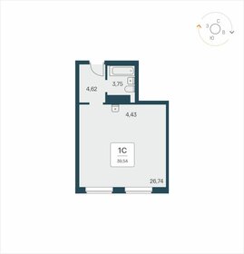 Квартира 39,5 м², студия - изображение 1