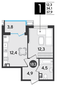 37,9 м², 1-комнатная квартира 7 053 191 ₽ - изображение 24