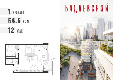 Квартира 54,5 м², 1-комнатная - изображение 1