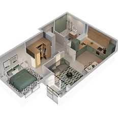 Квартира 51,2 м², 1-комнатная - изображение 3