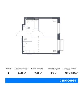 Квартира 34,4 м², 1-комнатная - изображение 1