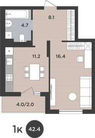 44,1 м², 1-комнатная квартира 4 630 500 ₽ - изображение 7