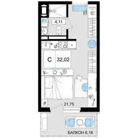 Квартира 32 м², 1-комнатные - изображение 1