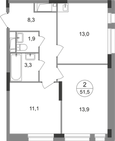 Квартира 51,5 м², 2-комнатная - изображение 1