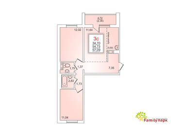 66 м², 3-комнатная квартира 4 390 000 ₽ - изображение 53