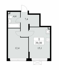 Квартира 39,3 м², 1-комнатная - изображение 1