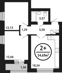 Квартира 54,7 м², 2-комнатная - изображение 1