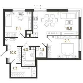 Квартира 63,2 м², 2-комнатная - изображение 1