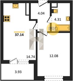 Квартира 37,1 м², 1-комнатная - изображение 1