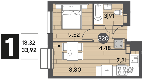 30 м², 1-комнатная квартира 4 180 000 ₽ - изображение 50