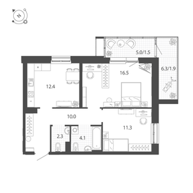 Квартира 60 м², 2-комнатная - изображение 1