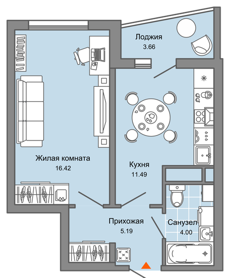 39 м², 1-комнатная квартира 3 799 568 ₽ - изображение 18