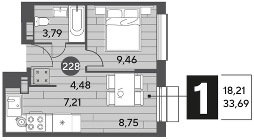 30 м², 1-комнатная квартира 4 180 000 ₽ - изображение 46