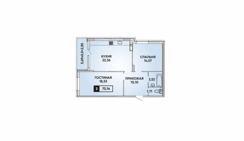 Квартира 73,1 м², 2-комнатная - изображение 2