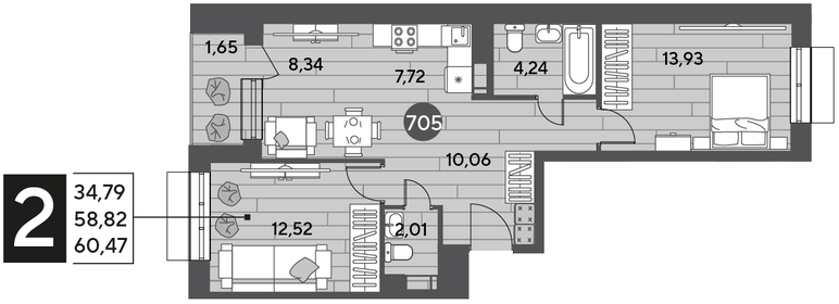 58,4 м², 2-комнатная квартира 9 200 000 ₽ - изображение 95