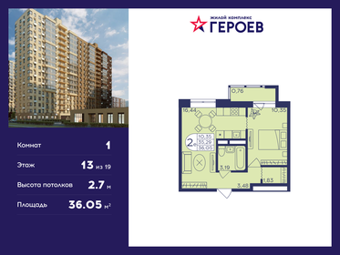 Квартира 36,1 м², 1-комнатная - изображение 1