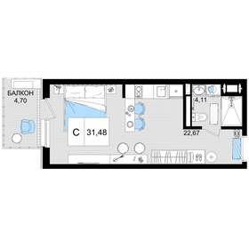 Квартира 31,5 м², 1-комнатные - изображение 1
