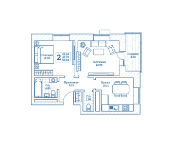 Квартира 50 м², 2-комнатная - изображение 1