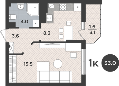 32,5 м², 1-комнатная квартира 4 100 000 ₽ - изображение 86