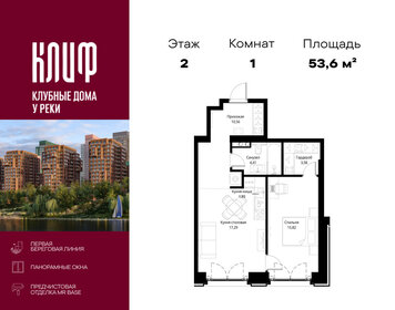 Квартира 53,6 м², 1-комнатная - изображение 1