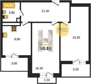 Квартира 60,8 м², 2-комнатная - изображение 1