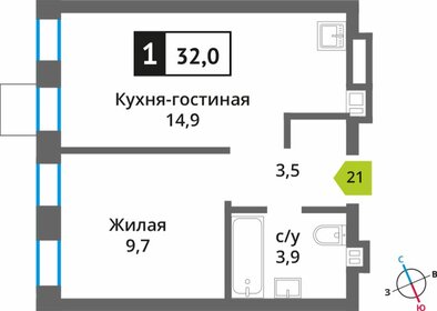 34 м², 1-комнатная квартира 6 550 000 ₽ - изображение 51