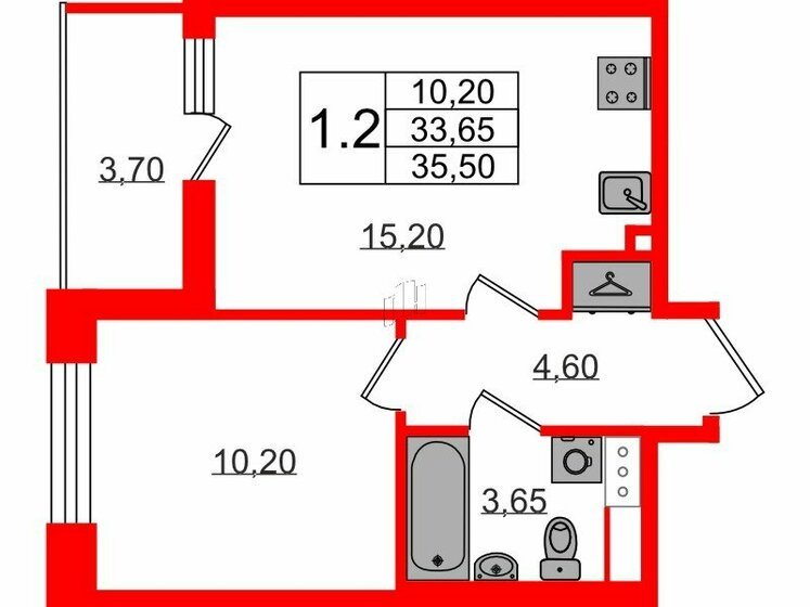 33,7 м², 1-комнатная квартира 7 650 253 ₽ - изображение 21