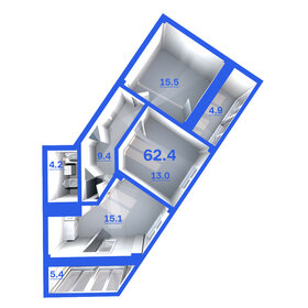 58,8 м², 2-комнатная квартира 5 800 000 ₽ - изображение 70