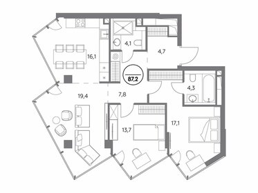 101,7 м², 3-комнатная квартира 69 950 000 ₽ - изображение 114