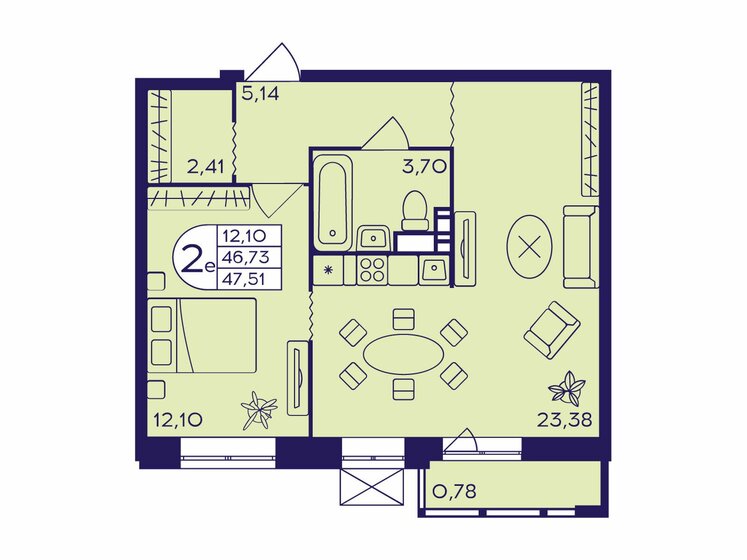 46,9 м², 2-комнатная квартира 8 911 000 ₽ - изображение 21