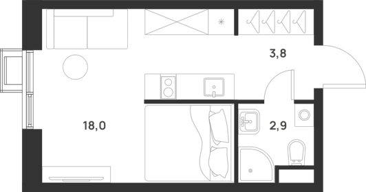 Квартира 24,7 м², студия - изображение 1