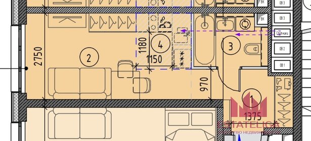 Квартира 23,3 м², студия - изображение 1