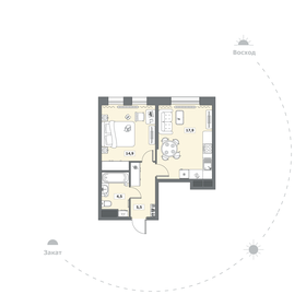 Квартира 42,8 м², 1-комнатная - изображение 1