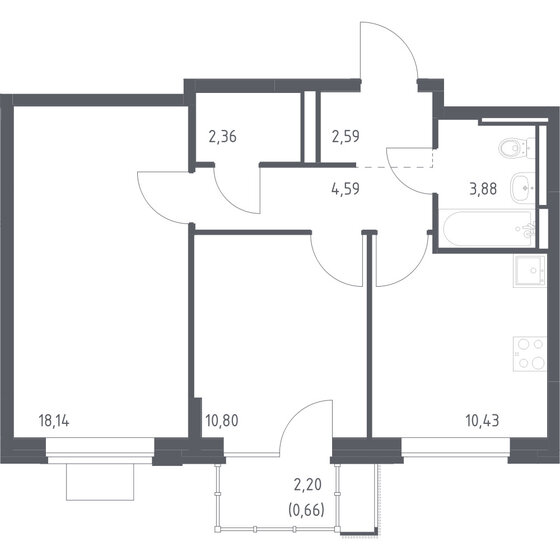 53,5 м², 2-комнатная квартира 10 238 728 ₽ - изображение 15