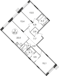 96 м², 3-комнатная квартира 42 750 000 ₽ - изображение 91